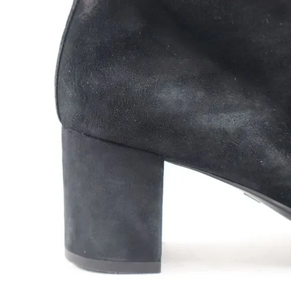 🔥AGL Notch Block Heel Leather Bootie, Black Suede 7.5US/37.5EU MSRP$550🔥